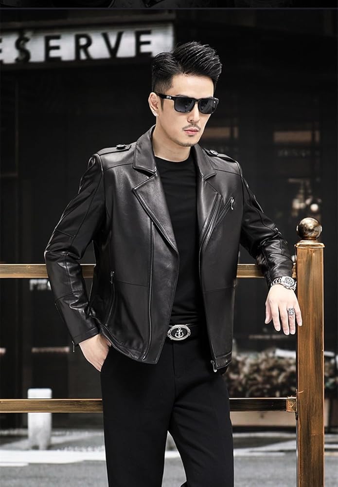 Amazon | [JINLUN] 革ジャン メンズ 本革 レザージャケット ダブル